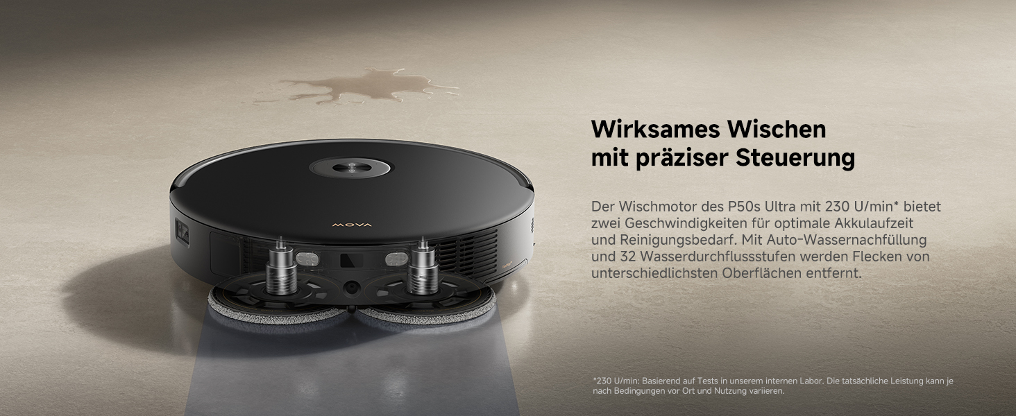 Робот-пилосос Mova P50s Ultra з мокрою прибиранням, 19000 Па, гаряча вода, самоочищення, LDS-навігація, RGB AI, LED-датчики, автоматичне порожнення та заправка