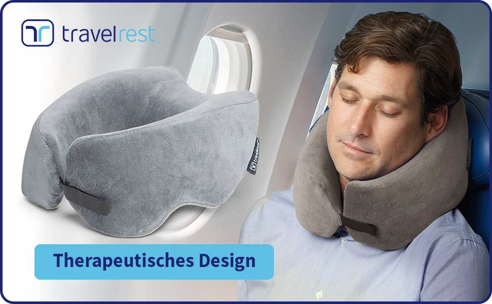 Подушка для шиї Travelrest Nest з Memory Foam - підтримка шиї для подорожей, літаків, довгих поїздок. Ідеально для дорослих, комфорт, знімний чохол - сіра
