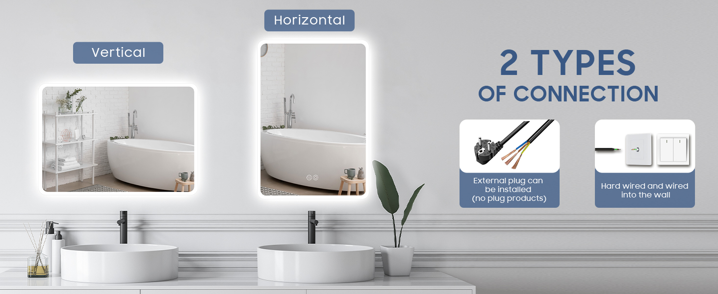 Дзеркало для ванної кімнати Habison з підсвічуванням LED, 50x70 см, сенсорне керування, регулювання кольору світла, пам'ять, протитуманне покриття, матове, без Bluetooth