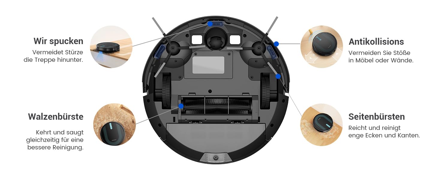 Робот-пилосос Proscenic 850T Wi-Fi з функцією миття підлоги, 3000 Па, Alexa/Google/Siri, для килимів і твердої підлоги