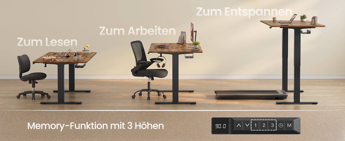 Стол для роботи VASAGLE з регулюванням висоти, USB-C, підставка для розеток, стоячий стіл, нагадування про перерви, 3 пам'яті, 180x80 см, Vintage Brown