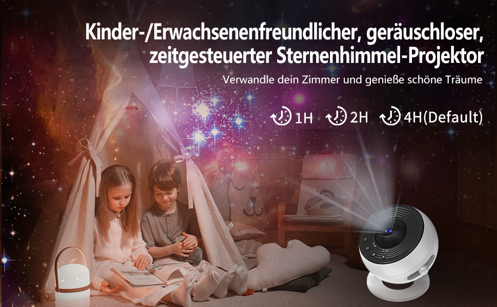 Проектор нічного неба Sternenhimmel Home Planetarium: лампа-проектор зірок та галактики для дітей та дорослих, 14 дисків з планетами, Місяцем та тематичними сценами для спальні