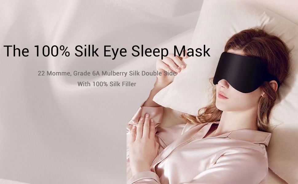 Сліпиця для сну з 100% натурального шовку морської кульбаби (22 momme), для сну, прохолоди, комфорту та повного затемнення. Шовкова стрічка, чиста шовкова наповнювач (Морська синя) - справжній 22 мм