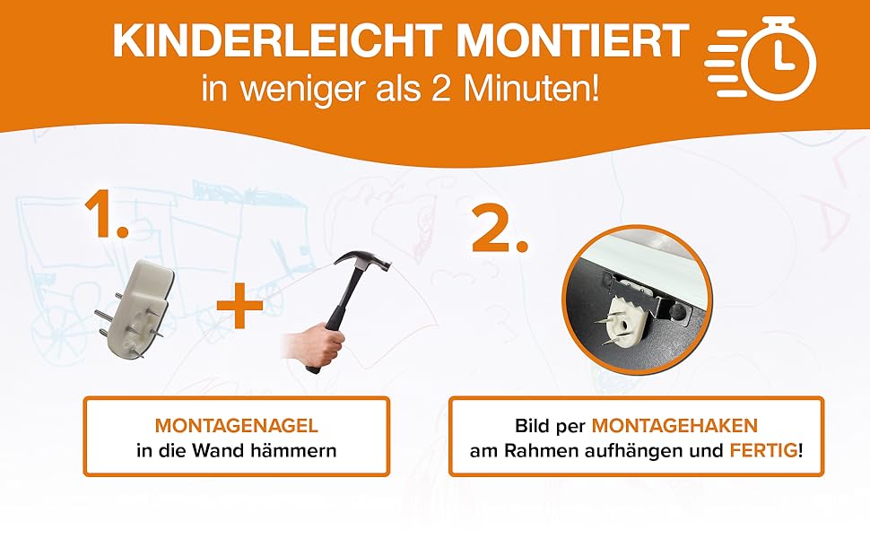 BALA® Преміум рамки для фотографій - 2 шт. A4, для дитячих малюнків та творчих робіт, з фронтальною відкриваністю та кріпленням для підвішування/ставлення, вміщують 120+ зображень (Білий)