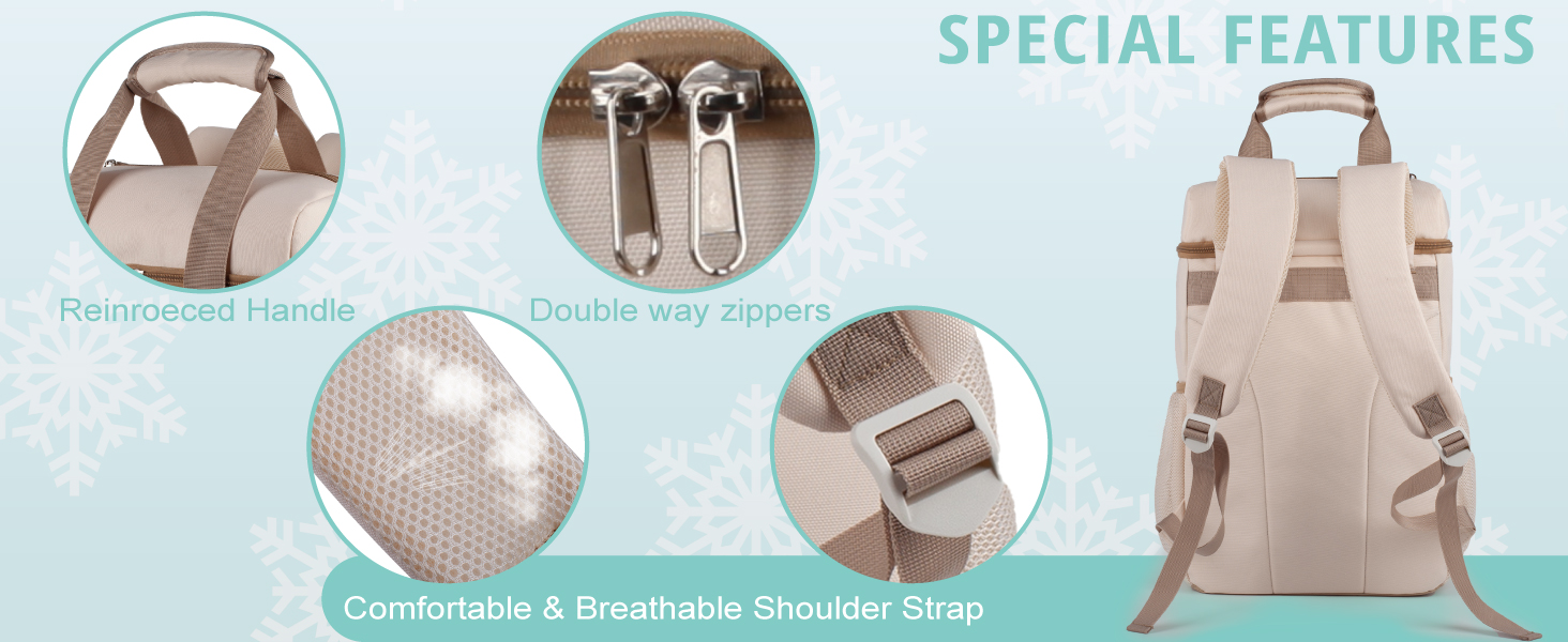 Ізольований рюкзак-холодильник з м'яким ручками – велика місткість, для пляжу, кемпінгу, пікніка, риболовлі та походів (бежевий)