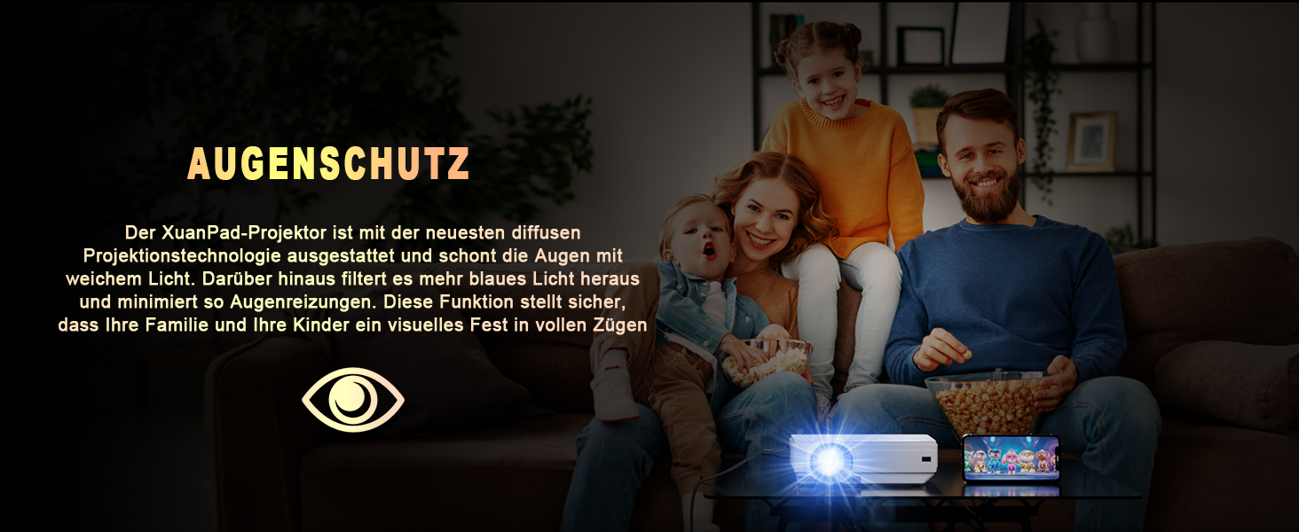 Міні проектор XuanPad A--19000L: WiFi, Bluetooth, 19000 люмен, 1080P HD, для домашнього кінотеатру, сумісний з TV Stick, HDMI, USB, AV, Laptop, iPhone, Android