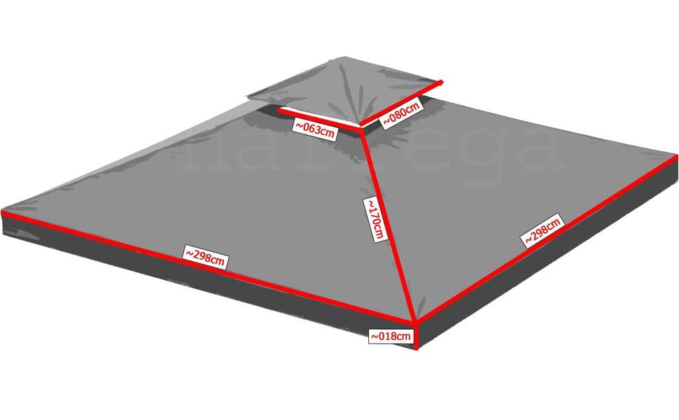 Змінний дах Habeig 310 г/м водонепроникний, приблизно 3 x 3 м, дах павільйону водонепроникний, теракотовий, 298 x 298 x 18 см, 72991