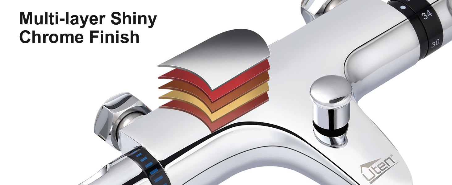 Змішувач для ванни з термостатом Uten, 2 виходи, латунь, захист 38°C