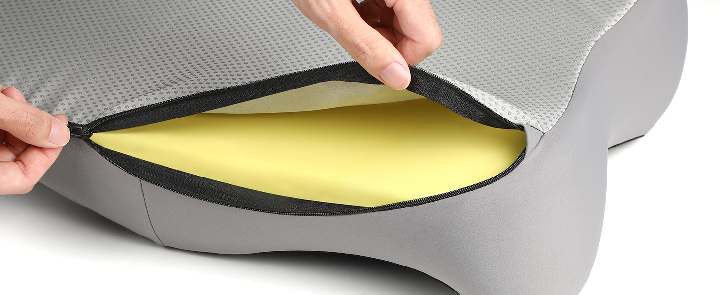 Ортопедична подушка для сидіння Benazcap з Memory Foam для офісного крісла, автомобіля, інвалідного візка. Зменшує біль у куприку. Чорний/Сірий колір