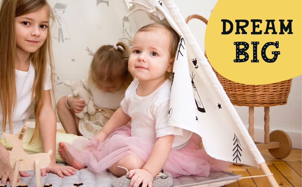 Дитяче ігрове намет Hakuna Matte Tipi з килимком, спіймачем снів та сумкою – стильний дизайн, 100% бавовна, сертифікат EN71