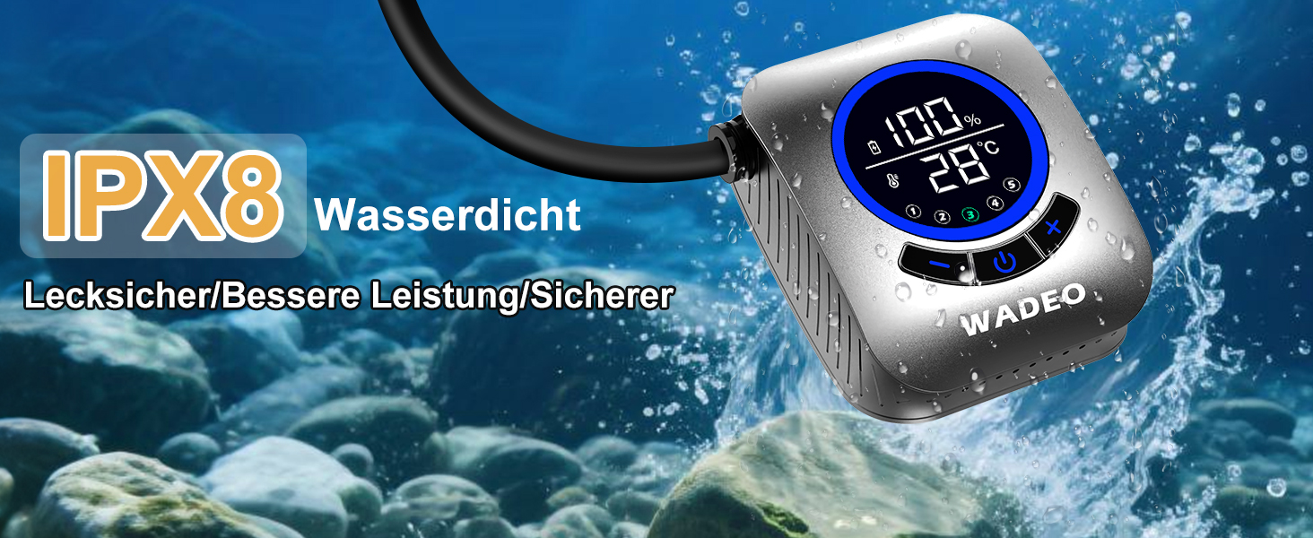 Портативна душова кабіна WADEO з насосом, 8000mAh, LED-дисплей, для кемпінгу та подорожей
