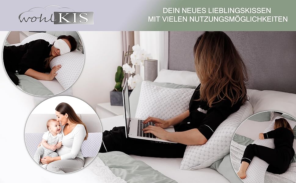 Ортопедична подушка для вагітних та сну з ефектом пам'яті (Memory Foam) з чохлом, охолоджуюча подушка для годування та підтримки тіла, 40 x 145 см