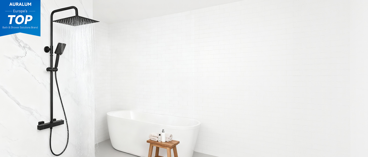 Змішувач для ванної кімнати/кухні Auralum з поворотним виливом 360°, з високоякісної латуні з хромовим покриттям, з підключенням 60 см, однорідний