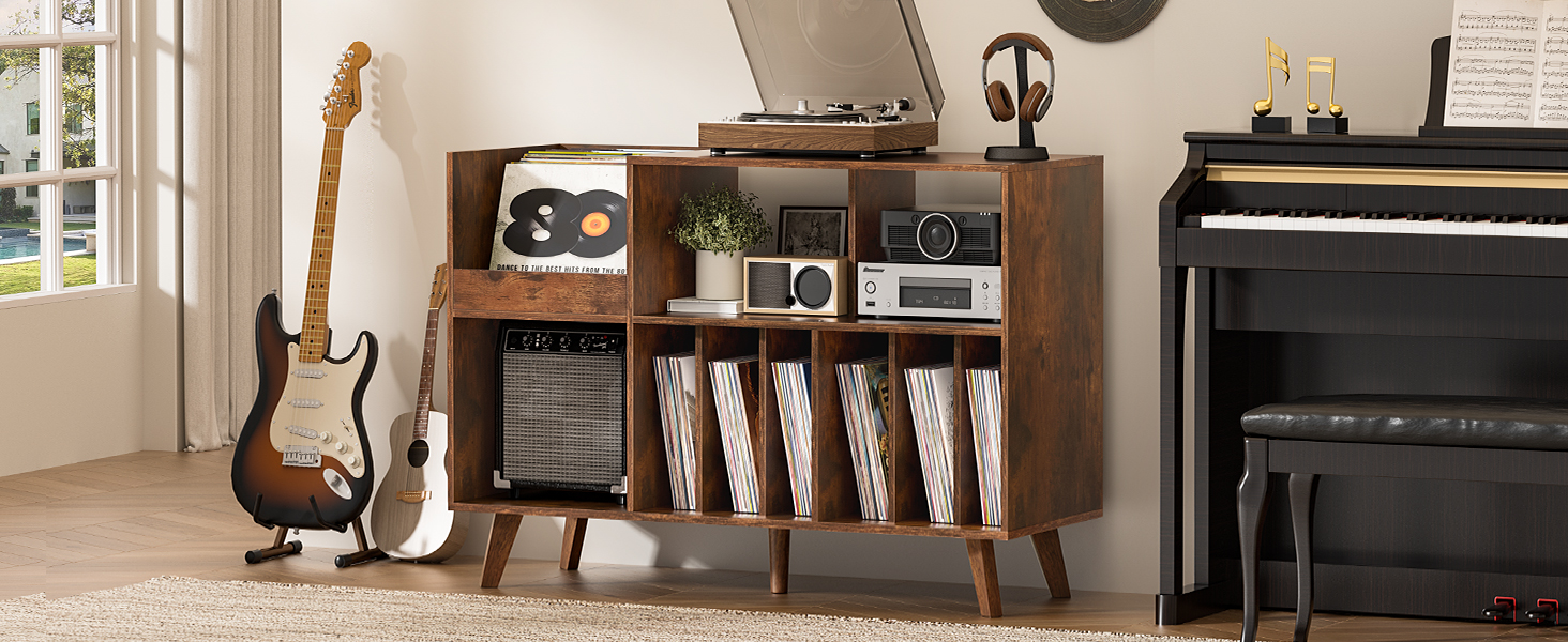 Стійка для платівок з полицями, чорна: місткість до 450 альбомів