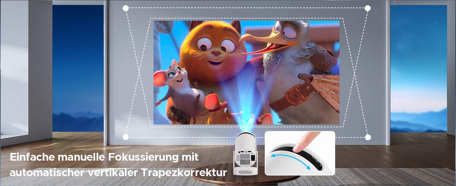 Портативний проєктор Mini Beamer з динаміком, підтримка 1080P/4K, Auto Keystone, WiFi 6, Bluetooth 5.0, 220° обертання, для домашнього кінотеатру та використання на вулиці