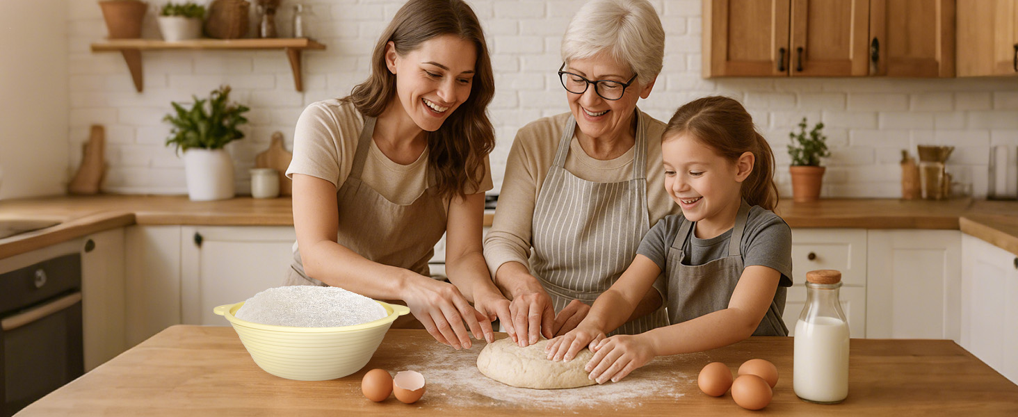 Набір для закваски з силікону MQFORU: 30 шт. Заквасочні корзини (28см круглі, 29см овальні), скляна тара 730мл, щітка, скребок. Для випікання хліба.