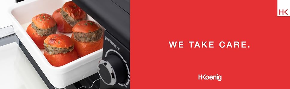 Електрична піч H.Koenig Mini Four 25L: компактна, багатофункціональна, 1500W, 4 режими, таймер, склодвері, решітка-гриль