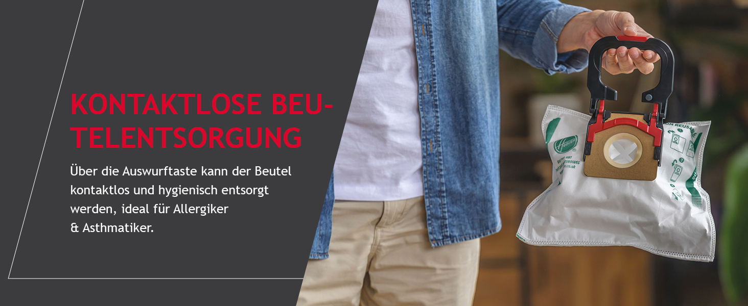 Пилголом Hoover HE520 з мішком 3,5 л, тихий (69 дBA), система автоматичного видалення мішка, фільтр EPA, насадка для тварин