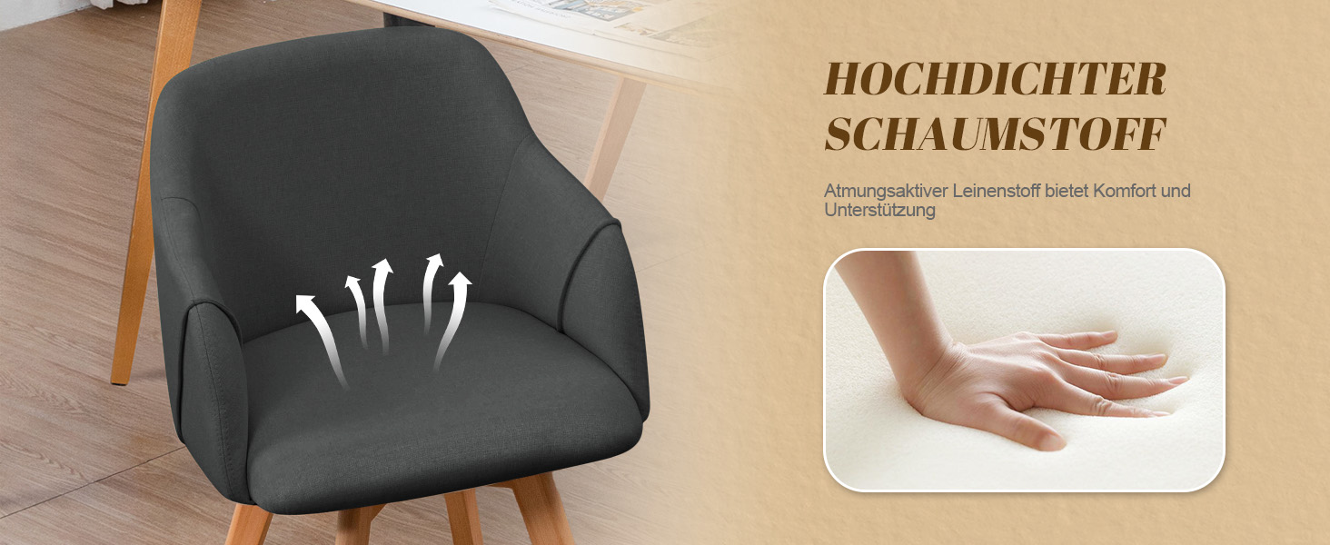 Обідні крісла Bekrvio (2 шт.) - обертаються, з підлокітниками, жовті, сірі, дерев'яні