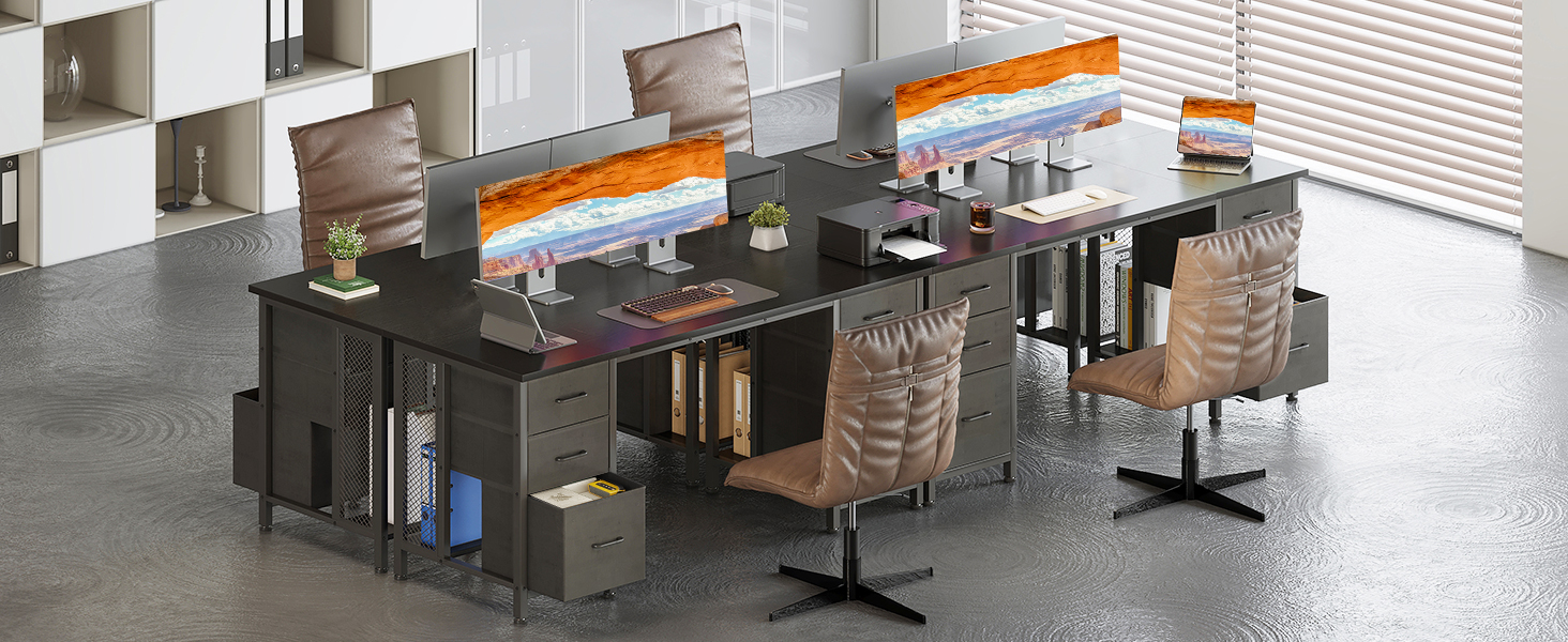 Комп'ютерний стіл Coleshome з 6 висувними ящиками, 160x52 см, білий, для дому та офісу