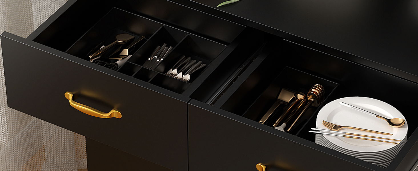 Кухонна шафа VOWNER з робочою поверхнею, буфет на кухню з 4 шафами, вітрина, буфет з регульованими полицями, 80 x 40 x 180 см, для кухні, вітальні, офісу, їдальні (білий) (чорний)