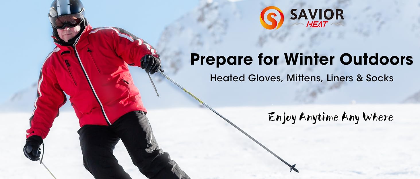 Обогревні рукавички SAVIOR HEAT для чоловіків та жінок, рукавички з підігрівом для зимового катання на лижах та ковзанах, рукавички для артриту, акумулятор 7.4V 2200mAh, USB-зарядка, чорний (XS)
