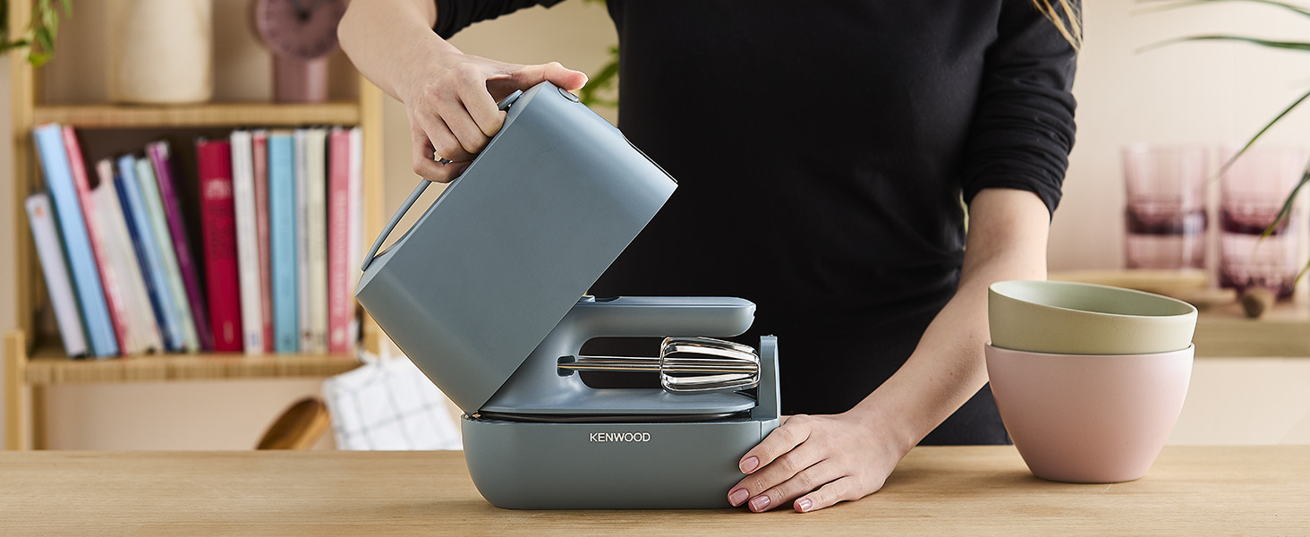 Міксер ручний Kenwood QuickMix Go HMP40.000RD, сіро-блакитний, 350W, з нержавіючою сталею, з кейсом