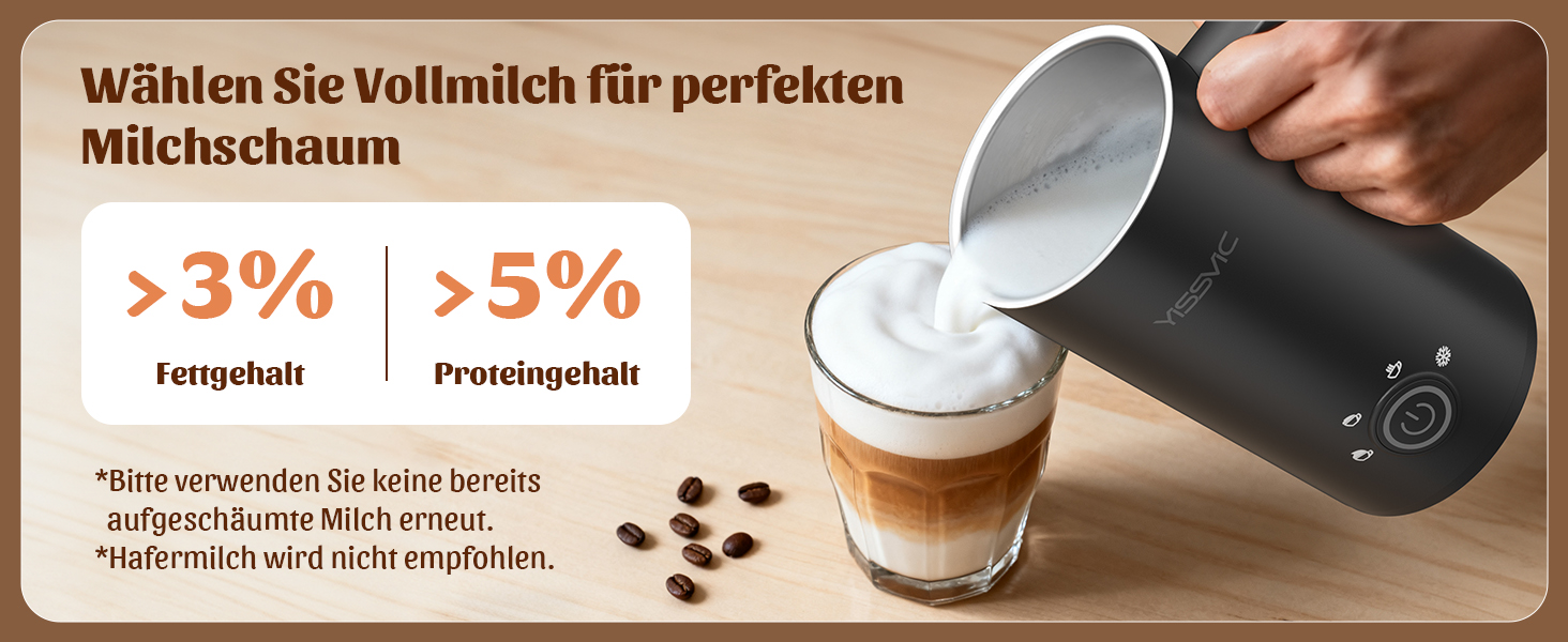 Електричний спінювач молока YISSVIC 4-в-1: автоматичний, 500W, антипригарне покриття, для капучіно, лате, макіато