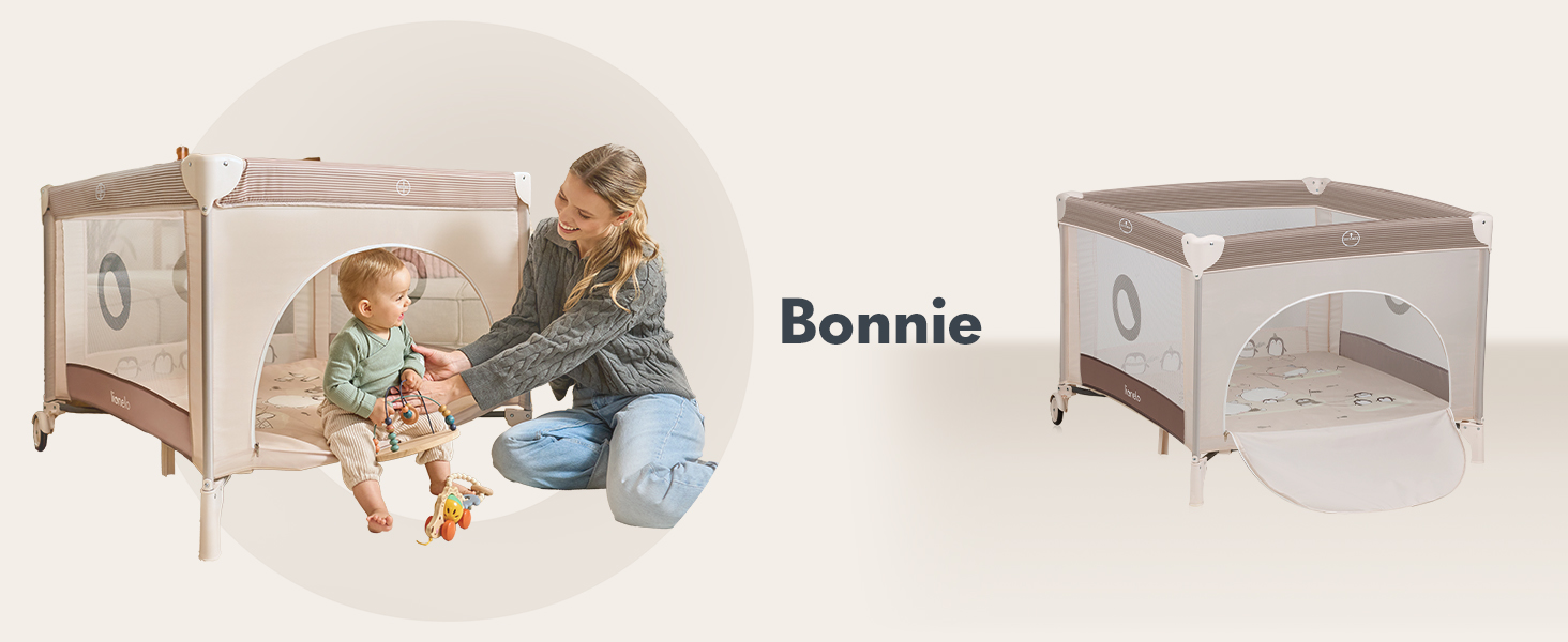 Дитяче ліжко-гойдалка Lionelo Bonnie, до 15 кг, від народження до 36 місяців, з блискавкою, сітчасті бортики, швидко складається, з гальмом, сумка, пісочний колір