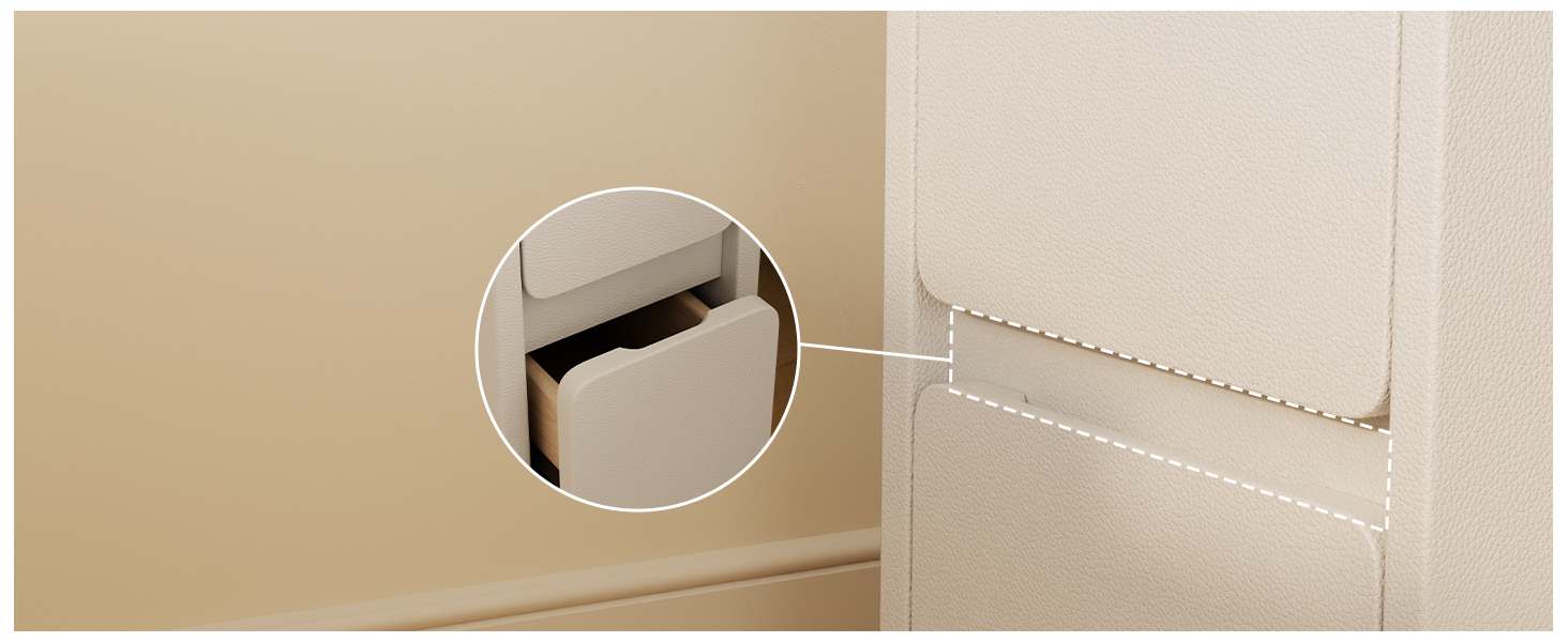 Нічний столик AQIMUELE, білий, з 2 шухлядами, 30 см, без встановлення, шкіряна поверхня