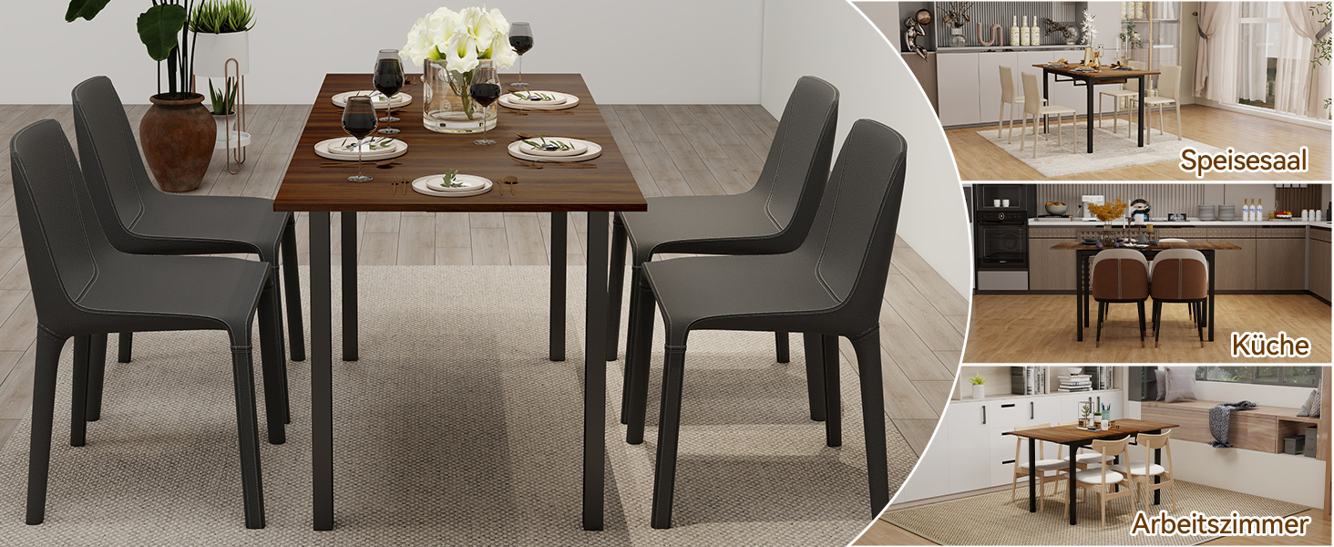 Розсувний стіл Artethys 105/150x70 см - індустріальний обідній стіл для кухні, вітальні, їдальні. Прямокутна стільниця, дерев'яний стіл на металевих ніжках, на 4-6 осіб