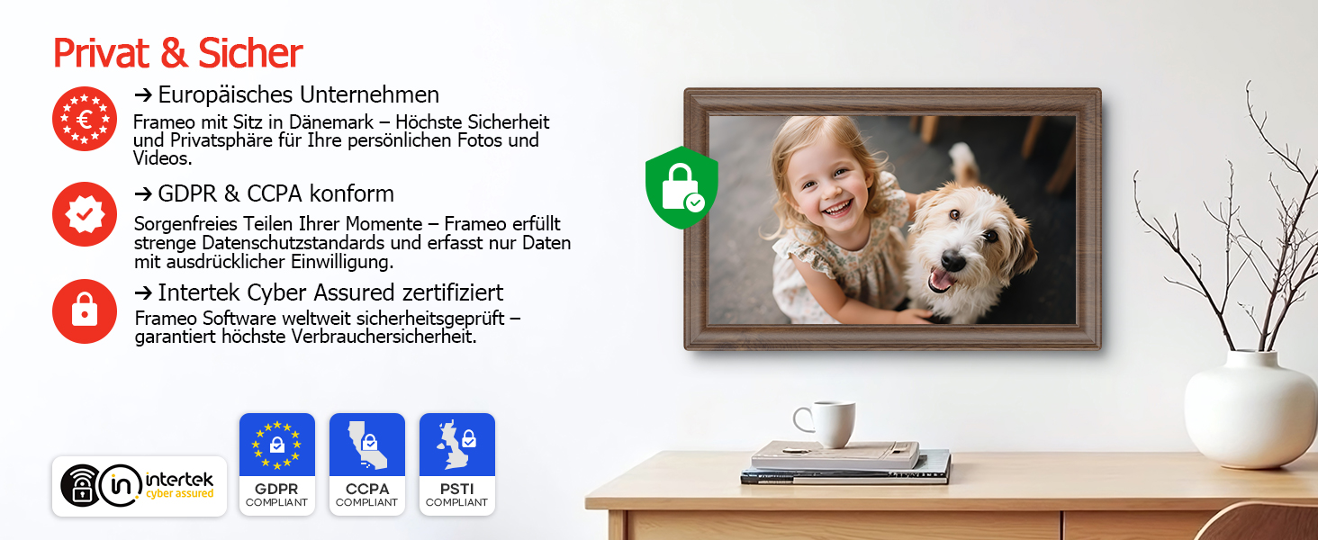 Цифровий фоторамка Frameo 10.1 дюйма з Wi-Fi, сенсорний IPS екран HD 1280*800, 32GB пам'яті, автоповорот, підтримка Frameo App для зручного обміну фото та відео, корпус з дерева (15.6 дюймів)