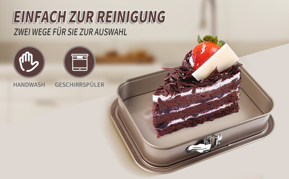 Форма для випічки Notcilgias прямокутна, роз'ємна, для чізкейку, тирамісу, антипригарне покриття, нержавіюча сталь (золото)