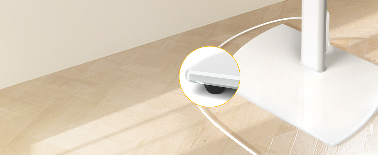 Підставка для телевізора біла, на підлогу, для 32-65 дюймів, до 35 кг, регульована висота, поворотна, VESA 400x400 мм