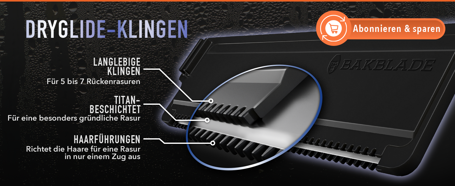 BakBlade 3.0 Stealth – Тример для спини чоловічий, подовжений ергономічний руків'я, матово-чорний