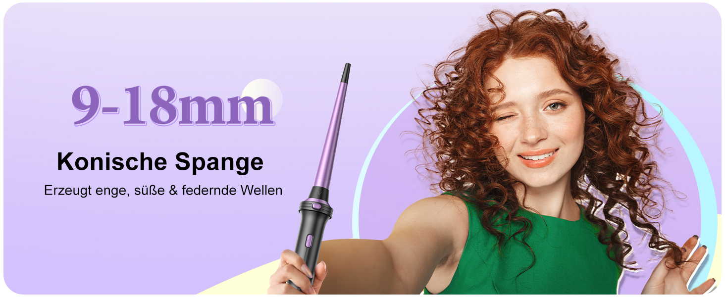 BESTOPE PRO Локкенстаб: Набір для створення локонів 5 в 1 з плойкою, термощіткою, 3 локонами (9mm-25mm) для великих локонів, 13 температур, керлером з термозахистом. Матова поверхня, рукавичка, затискач. Колір: Північне сяйво (Lila)