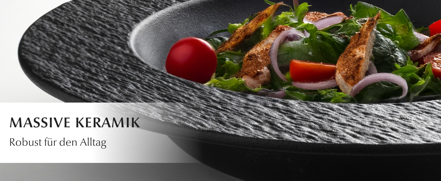 MIAMIO Набір посуду 20 предметів / Сучасний керамічний посуд / Сервіз для 4 осіб - Колекція Oasis (Чорний, 20 шт.) / Чорний посудовий набір (20 шт.)