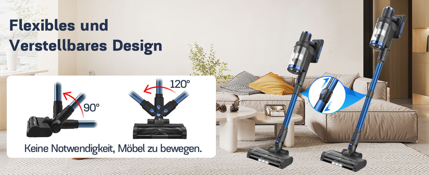 Бездротовий пилосос Nigecue 550W з акумулятором, 45000Pa, 60 хвилин роботи, Smart-дисплеєм, антизаплутувальною щіткою, 1.5L контейнером для сміття, для твердих поверхонь, килимів та шерсті тварин