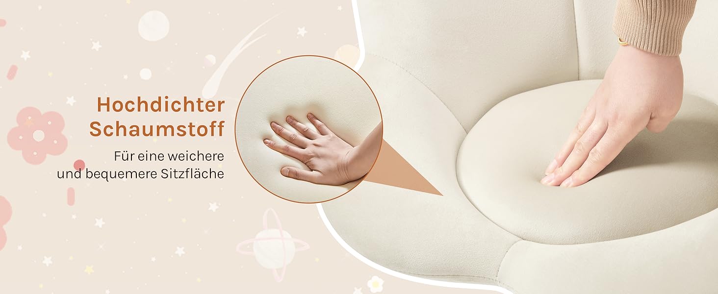 Дитячий стілець WOLTU для столу, комп'ютера, косметичного столика, регульований по висоті, оксамит, бежевий для дитячої кімнати та дому