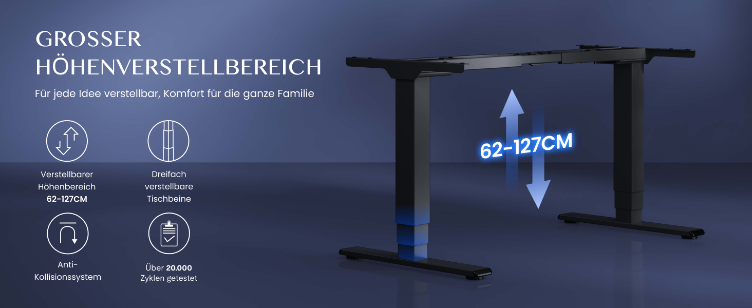 Стол робочий регульований по висоті FLEXISPOT E6, електричний, чорний, 160 кг, USB, пам'ять, LED-дисплей