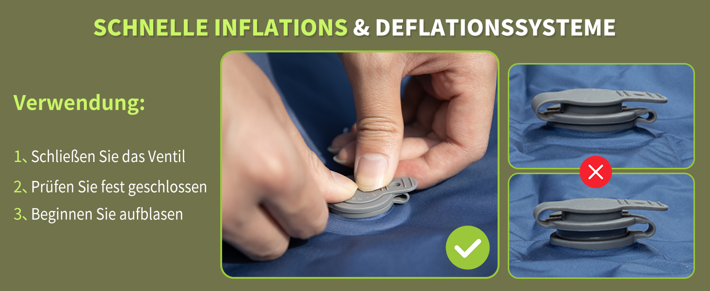 Надувний кемпінговий килимок Yuzonc з вбудованим насосом та подушкою, компактний туристичний матрац для походів та пляжу, зелений