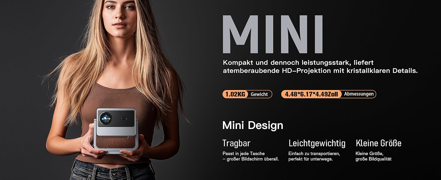 Проектор VOPLLS B-21000L 4K з автофокусом та корекцією трапецеїдальних спотворень, 28000 люмен, WiFi6, Bluetooth, Dolby Audio, Full HD 1080P, для дому та вулиці