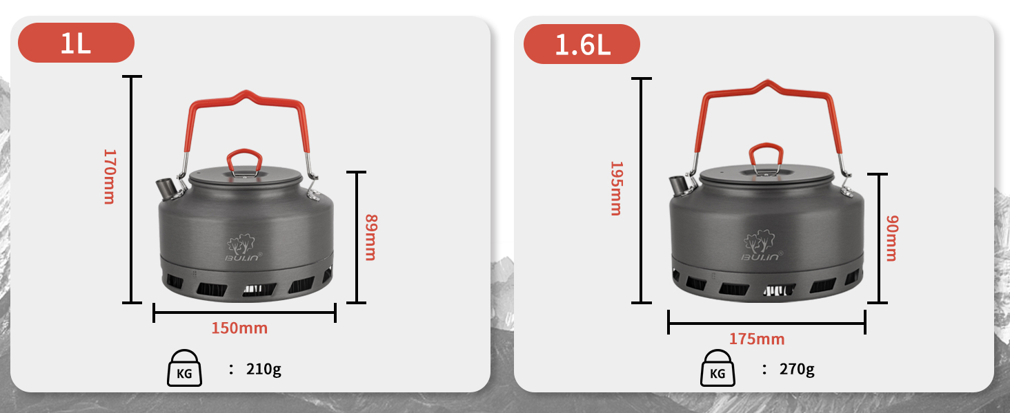 Надлегкий чайник для кемпінгу Tentock, портативний чайник для кемпінгу, газовий чайник з швидким нагріванням, алюмінієвий відкритий чайник для приготування їжі, пікнік на відкритому повітрі, 1,6 л