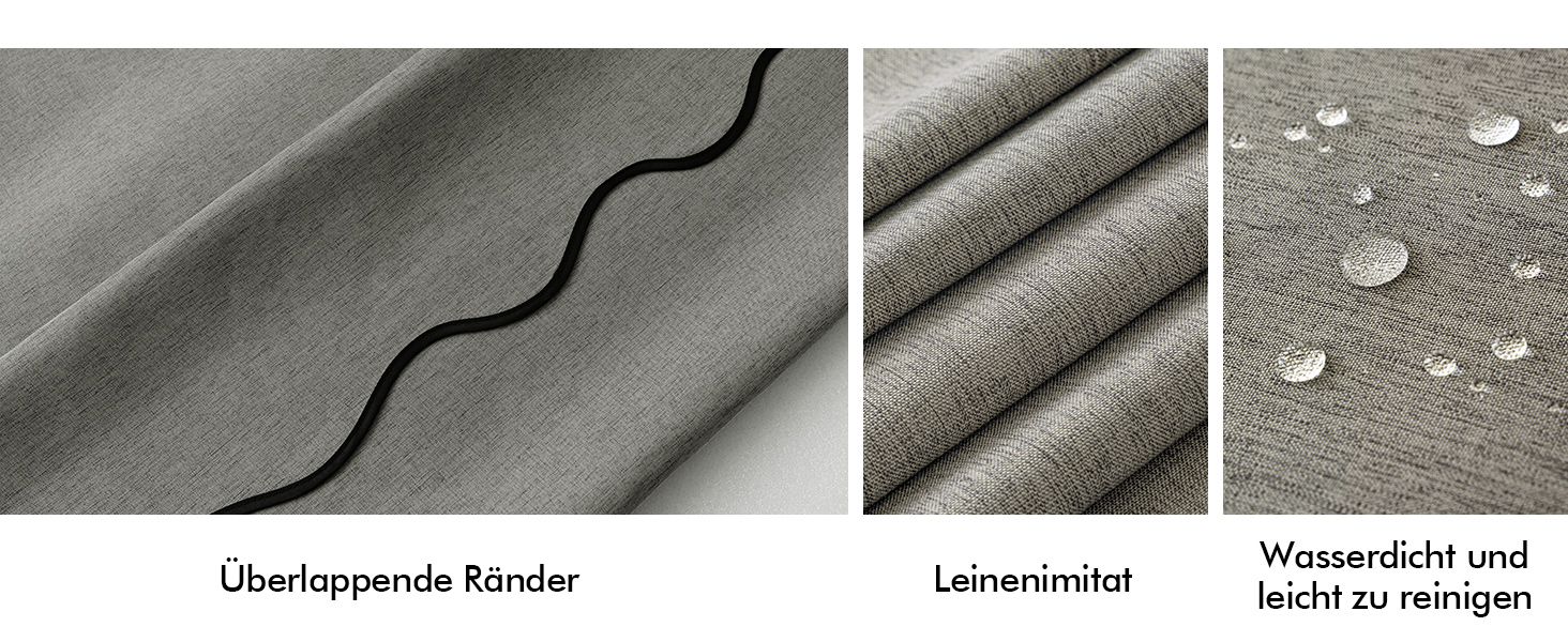 Шторка для душу MIULEE 120x200 см, льонова текстура, з чорною окантовкою, готельний стиль, водонепроникна, антигрибкова, тканинна, з 8-ма кільцями, сіра