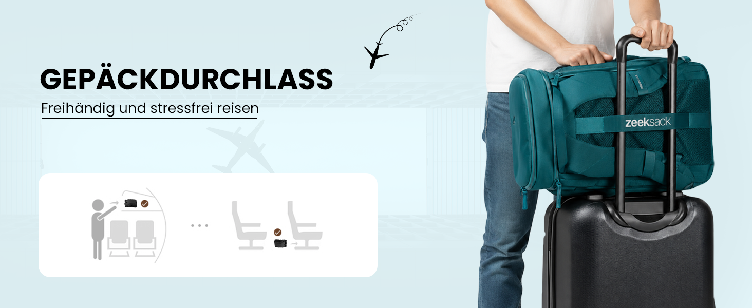 Рюкзак для ручної поклажі Zeeksack The Underseat 15L (Petrol Blue) — компактна сумка під сидіння в літаку, 40L
