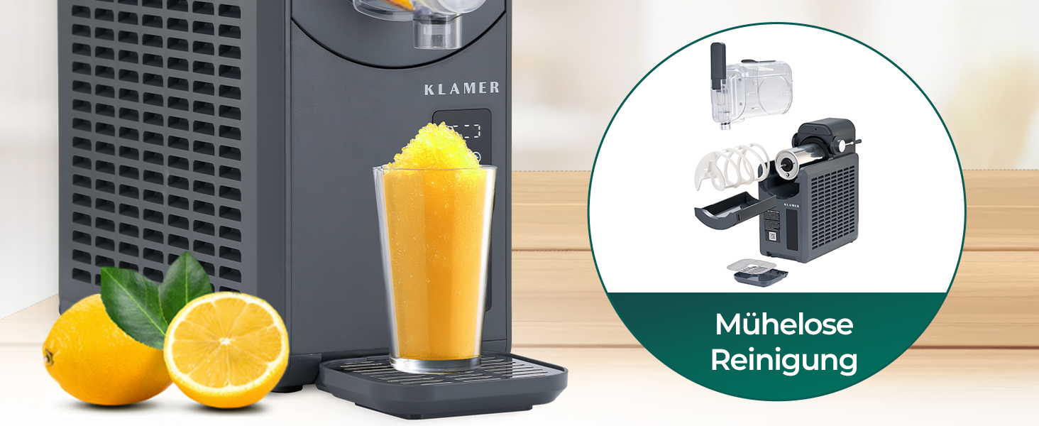 Машина для сльошу KLAMER 2 л, 5 програм: сльоші, коктейлі, молочні коктейлі, фрапе, вино, автоматичне очищення, Turbo Freeze, без льоду