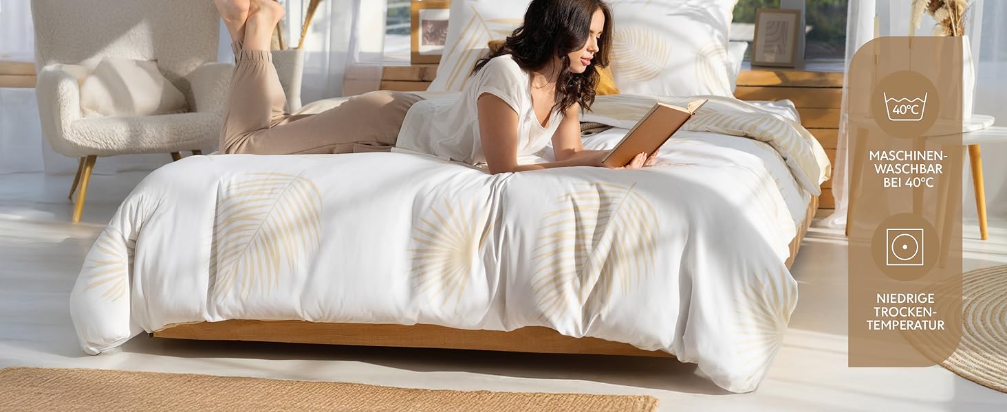 Комплект постільної білизни Dreamzie 200x200 см з 2 наволочками 80x80 см, сірий гілчастий малюнок - постільна білизна для дорослих 200x200 з 100% мікрофібри, сертифікат Oeko TEX без хімікатів (135x200 см + 1 наволочка 50x70 см, бежеві простирадла)