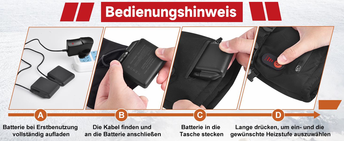 Гріючі рукавички Netraty для катання на лижах, велосипеді, мотоциклі. 7.4V, 6400mAh, 3 режими нагріву, зимові рукавички (M)