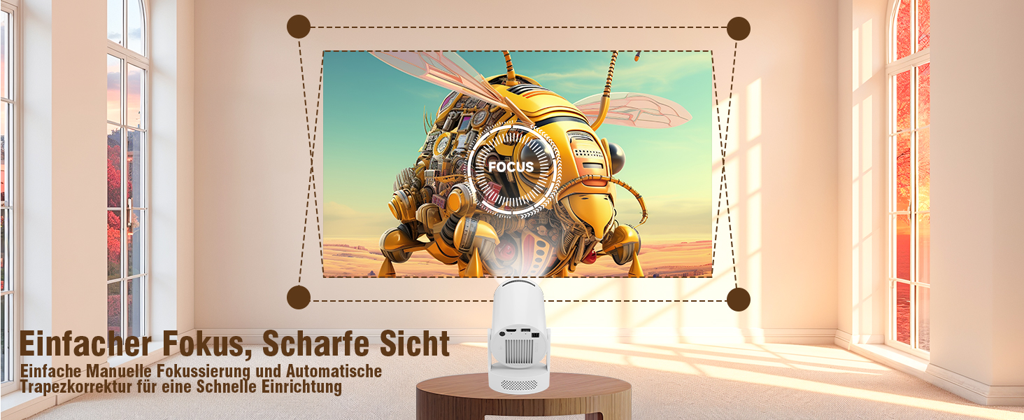 Міні проектор Alwtniet 4K з Wi-Fi 6, Bluetooth 5.4, 5W динаміком, автоматичною корекцією трапецеїдальних спотворень, поворотним на 180°, портативний для дому та вулиці (Android 11)