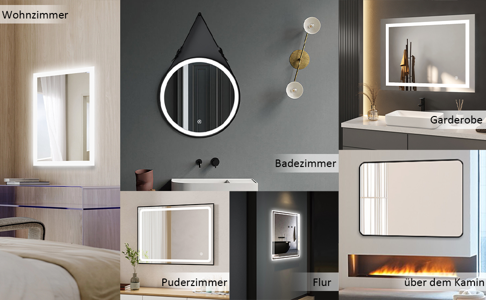 LED дзеркало для ванної кімнати Boromal 40x60 см з підсвічуванням та вимикачем, 6500K, холодний білий світ